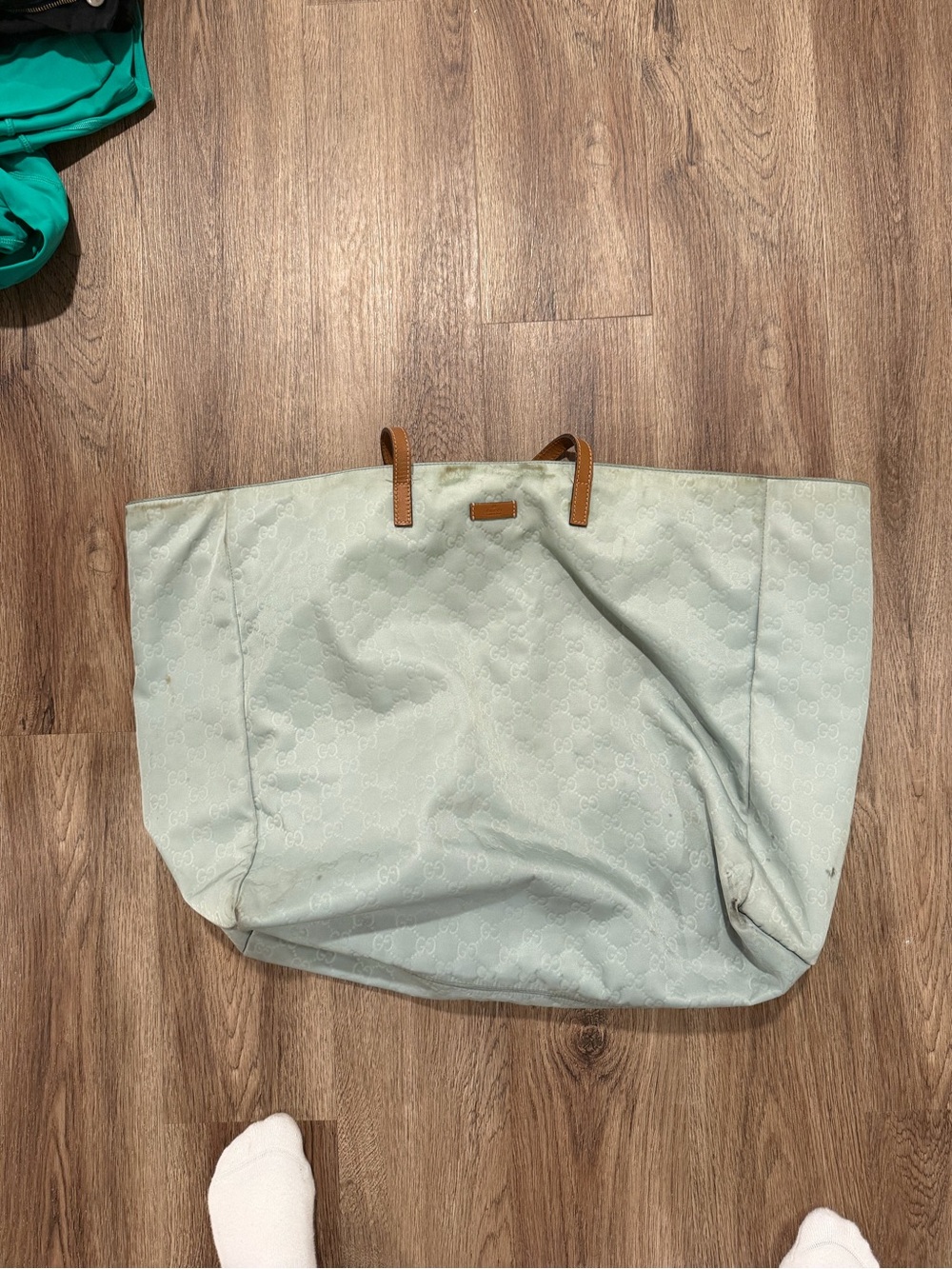 Gucci Light Mint Tote Bag with Leather Handles